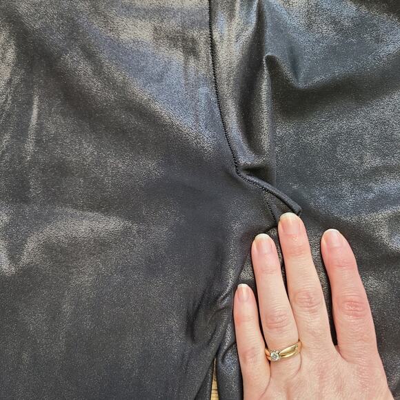 Spanx Black Faux Leather Womens Leggings Size XS Stretch Black Shapewear FLAW130 - Picture 4 of 10